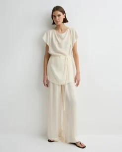 BONDI BORN Tops|Matching Separates*Ardea Split Shoulder Top - Pearl