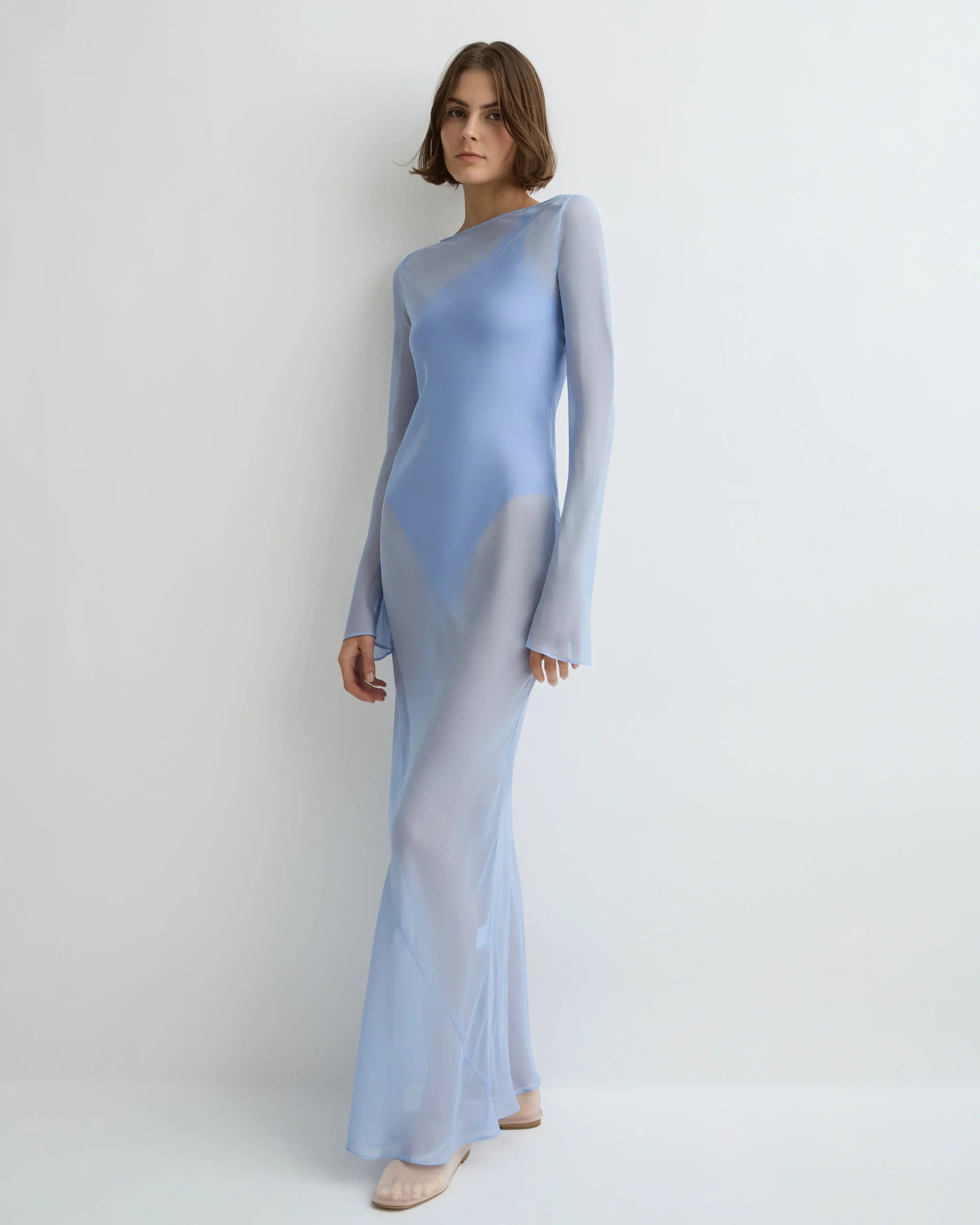 BONDI BORN Maxi Dresses|Dresses*Capri Silk Bias Long Dress - Sky