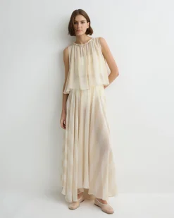 BONDI BORN Skirts|Matching Separates*Capri Silk Circle Skirt - Ecru Stripe ecru-stripe