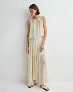 BONDI BORN Skirts|Matching Separates*Capri Silk Circle Skirt - Ecru Stripe ecru-stripe