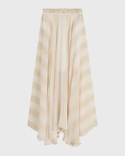 BONDI BORN Skirts|Matching Separates*Capri Silk Circle Skirt - Ecru Stripe ecru-stripe