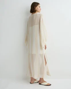 BONDI BORN Cover-ups|Maxi Dresses*Capri Silk Kimono Sleeve Maxi - Ecru Stripe ecru-stripe