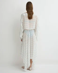 BONDI BORN Cover-ups|Tops*Capri Silk Kimono Top - Smoke Stripe