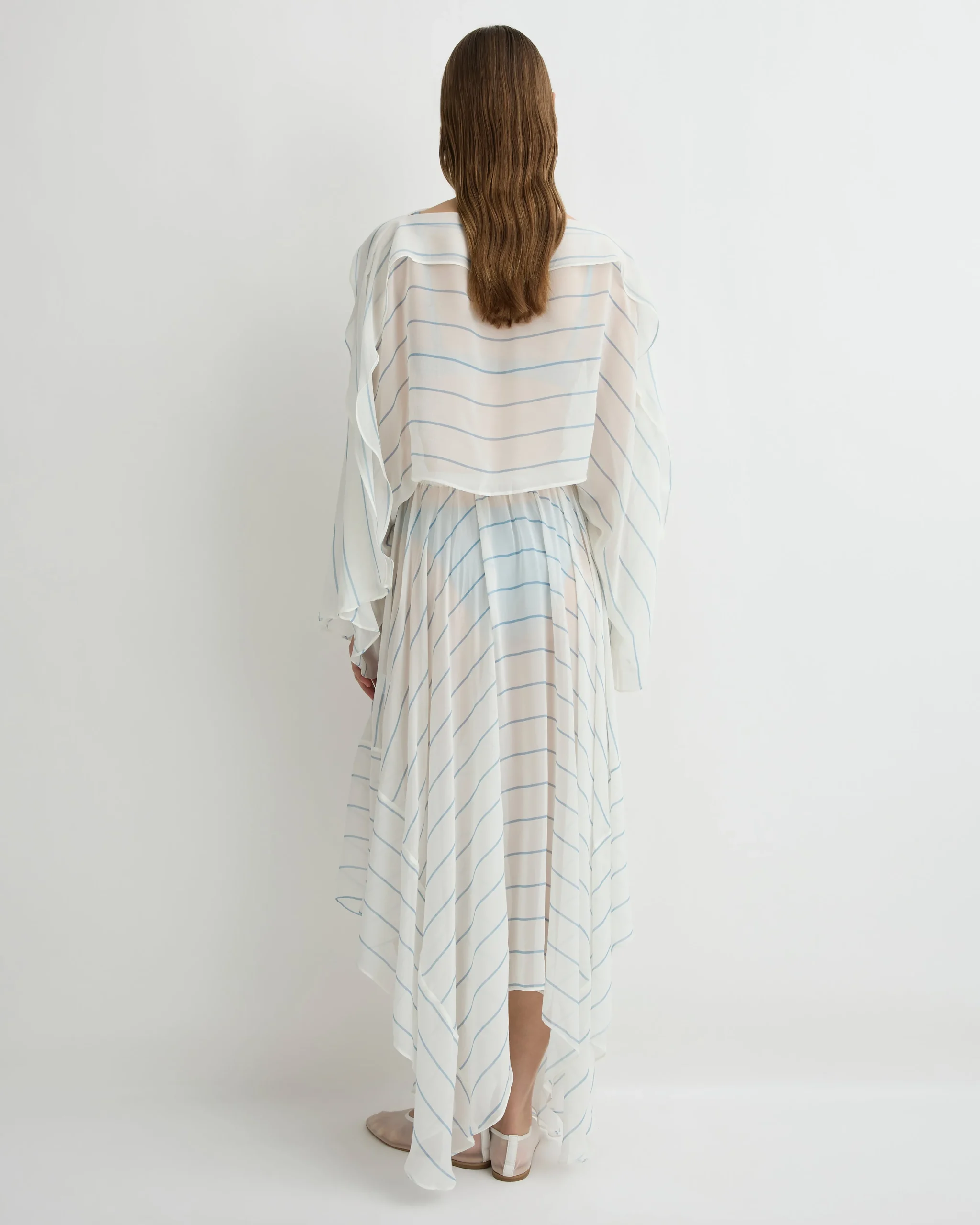 BONDI BORN Cover-ups|Tops*Capri Silk Kimono Top - Smoke Stripe