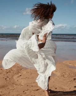 BONDI BORN Cover-ups|Skirts*Capri Silk Square Skirt - Smoke Stripe