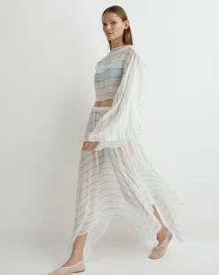 BONDI BORN Cover-ups|Skirts*Capri Silk Square Skirt - Smoke Stripe