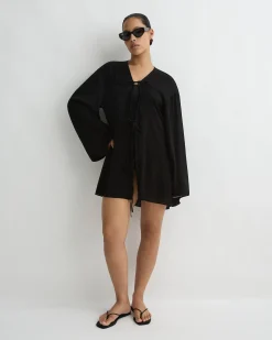 BONDI BORN Cover-ups*Cremona Tie-Front Mini Coverup - Black