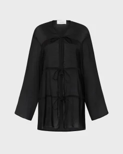 BONDI BORN Cover-ups*Cremona Tie-Front Mini Coverup - Black