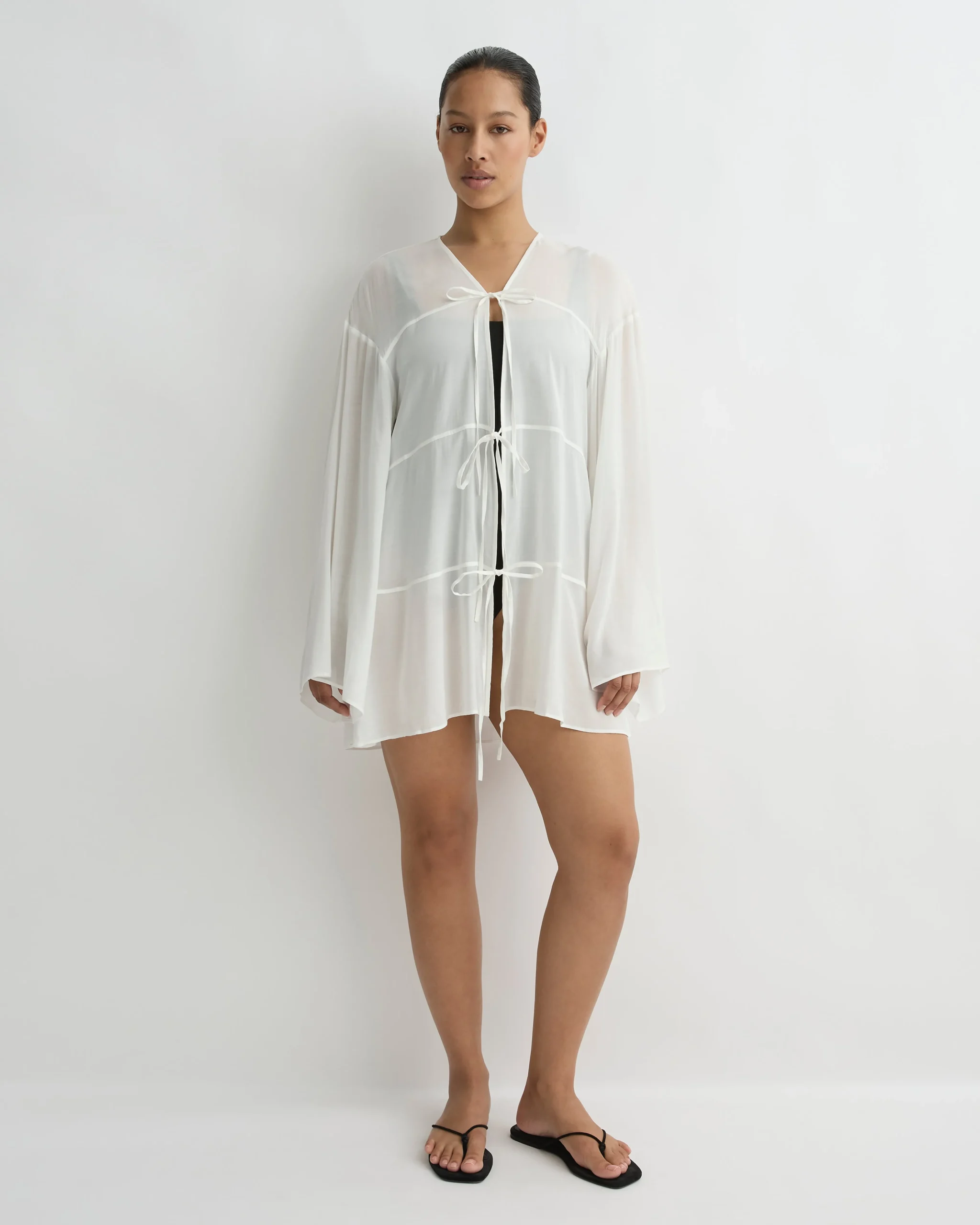 BONDI BORN Cover-ups*Cremona Tie-Front Mini Coverup - White