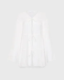 BONDI BORN Cover-ups*Cremona Tie-Front Mini Coverup - White