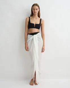 BONDI BORN Cover-ups|Skirts*Cremona Tie-Front Sarong - White
