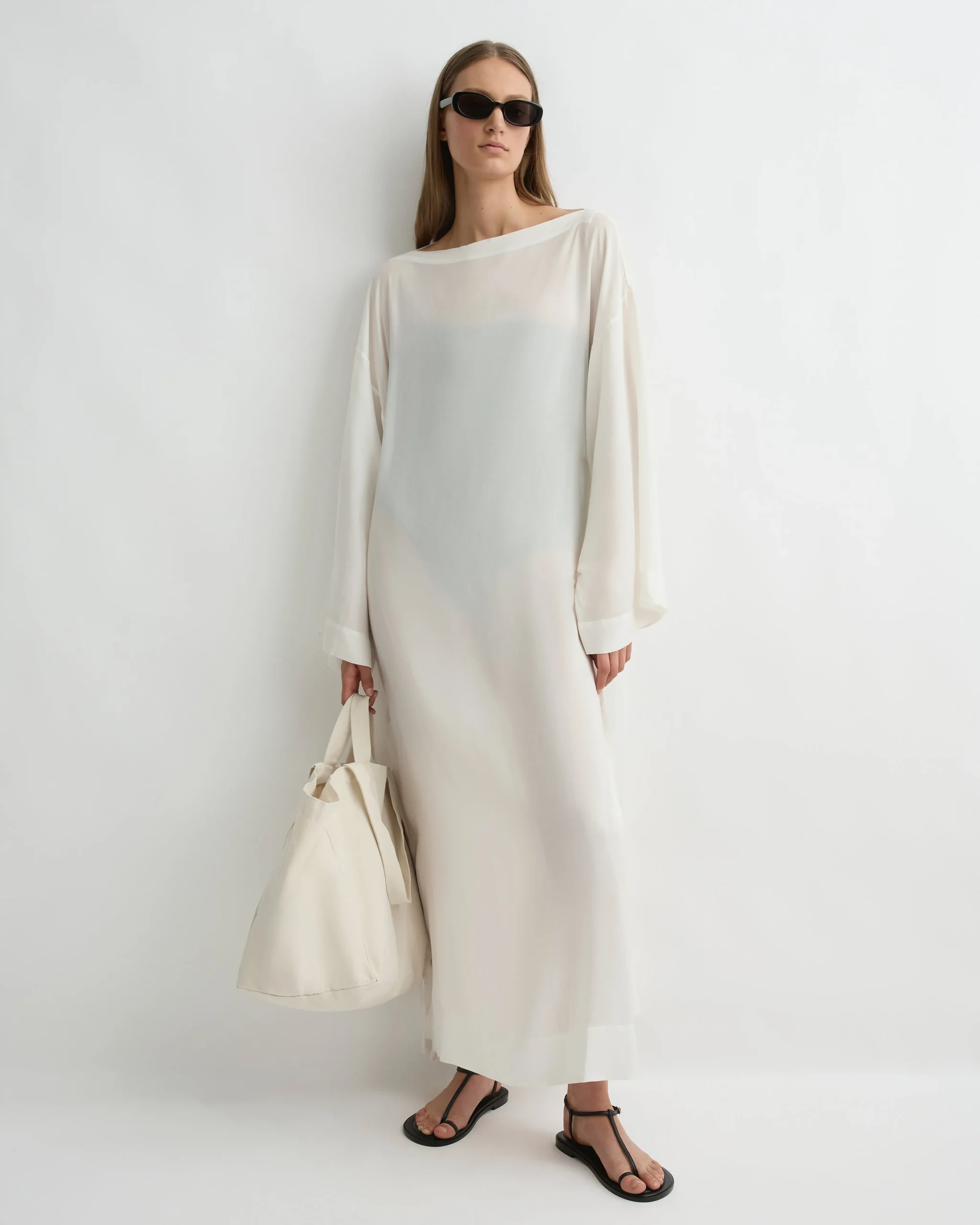 BONDI BORN Cover-ups|Dresses*Cremona Tie-Side Maxi Coverup - White