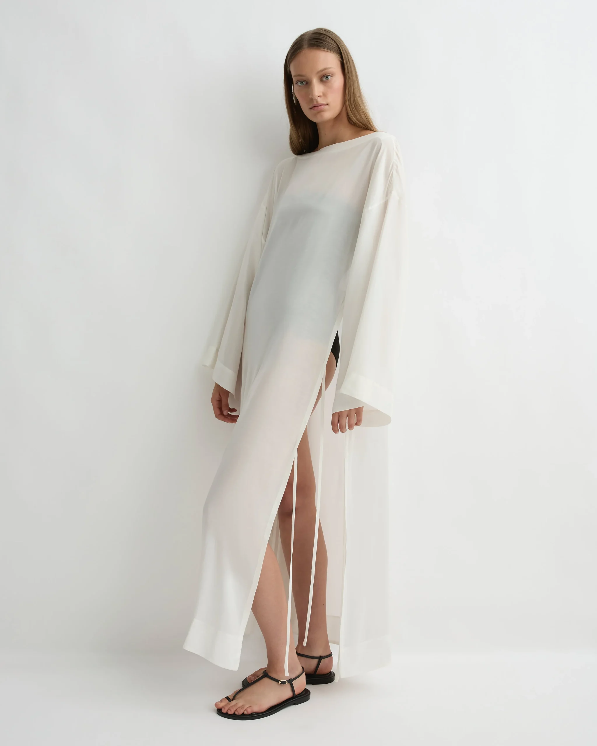 BONDI BORN Cover-ups|Dresses*Cremona Tie-Side Maxi Coverup - White