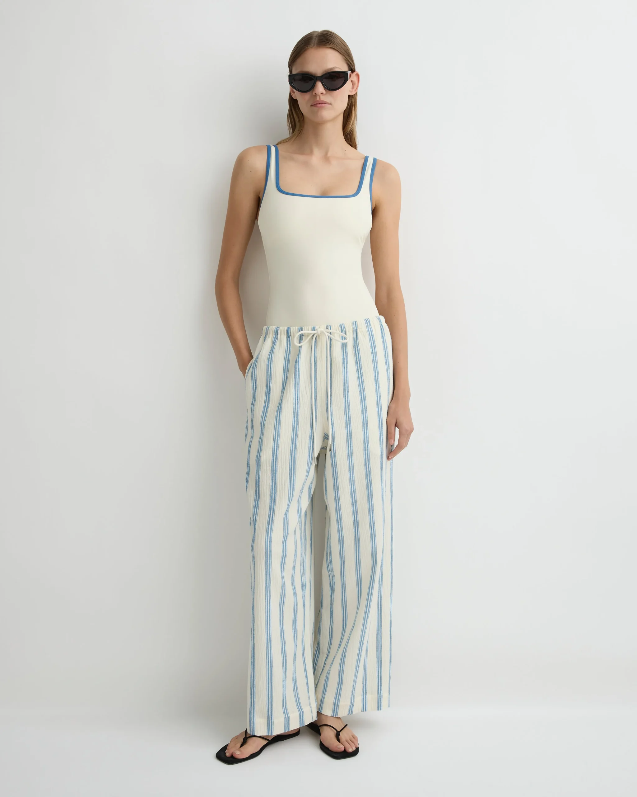 BONDI BORN Cover-ups|Pants & Shorts*Finn Drawstring Pant - Dusk Stripe