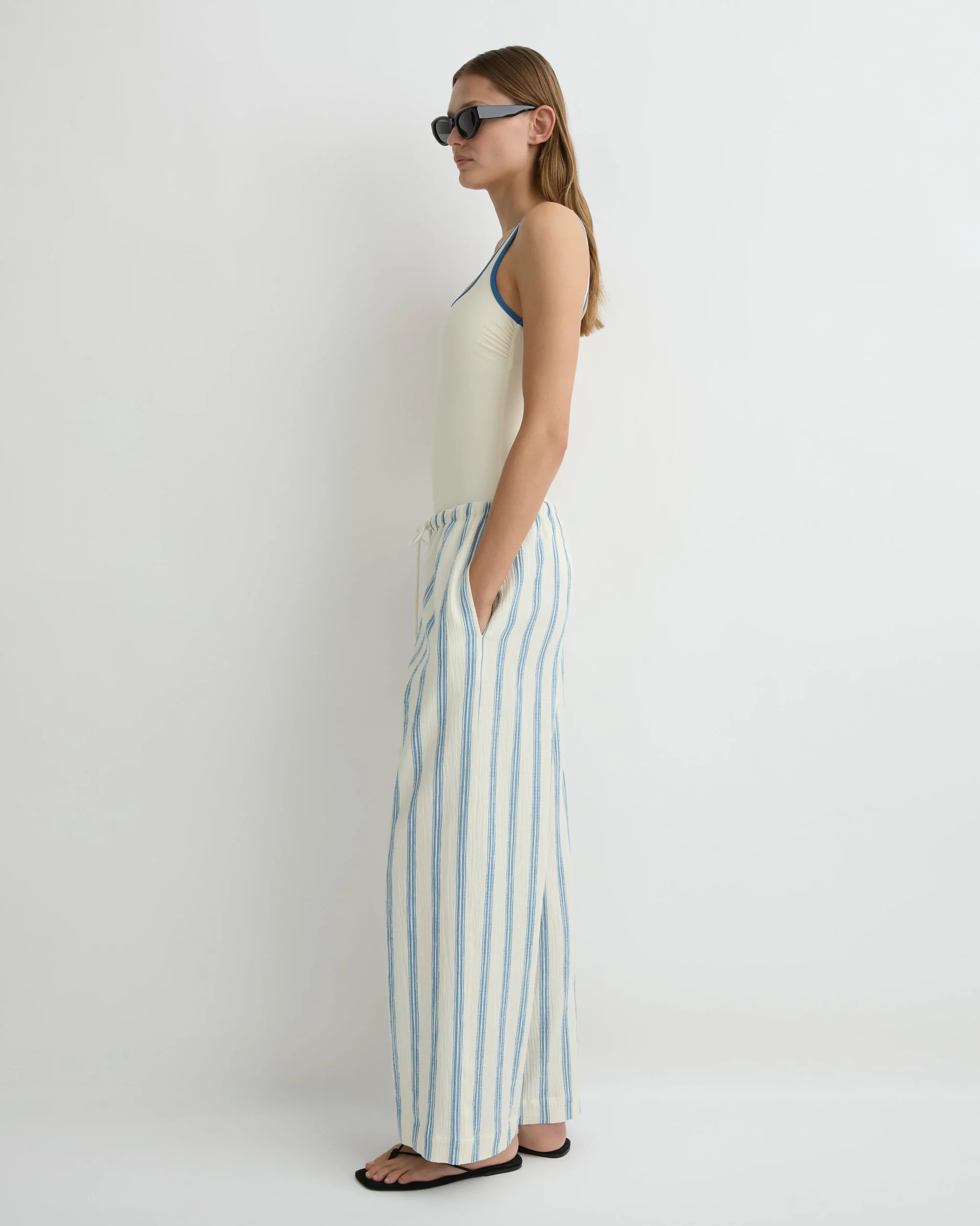 BONDI BORN Cover-ups|Pants & Shorts*Finn Drawstring Pant - Dusk Stripe