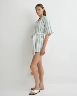 BONDI BORN Cover-ups|Dresses*Finn Wrap Tunic - Dusk Stripe