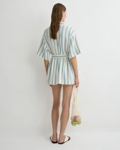 BONDI BORN Cover-ups|Dresses*Finn Wrap Tunic - Dusk Stripe