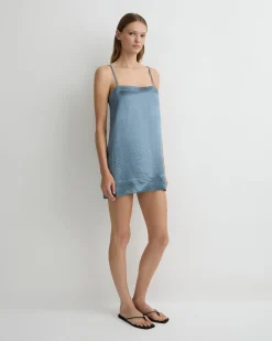 BONDI BORN Dresses|Mini Dresses*Kobe Mini Slip Dress - Steel Blue steel-blue