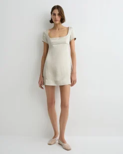 BONDI BORN Mini Dresses|Dresses*Kobe Short Sleeve Mini Dress - Silver