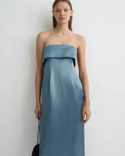 BONDI BORN Midi Dresses|Maxi Dresses*Kobe Strapless Maxi Dress - Steel Blue steel-blue