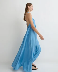 BONDI BORN Maxi Dresses|Dresses*Marfa Silk Halter Maxi Dress - Dusk