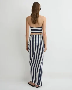BONDI BORN Skirts|Matching Separates*Orta Silk Draped Skirt - Navy Stripe