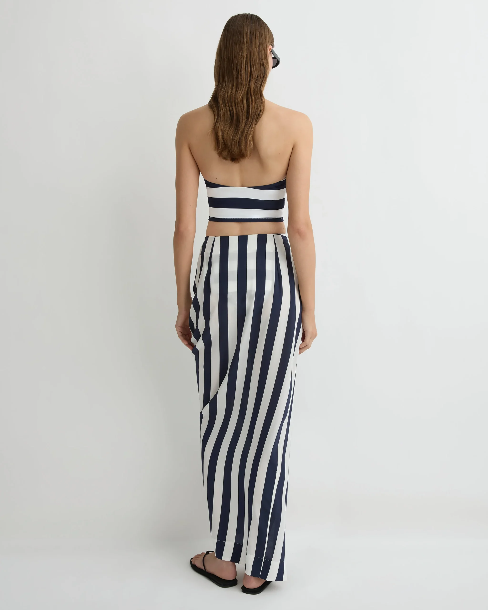 BONDI BORN Skirts|Matching Separates*Orta Silk Draped Skirt - Navy Stripe