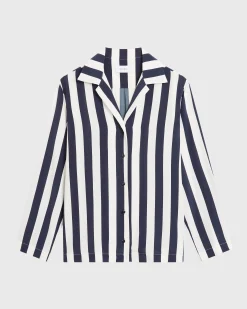 BONDI BORN Tops|Matching Separates*Orta Silk Long Sleeve Blouse - Navy Stripe