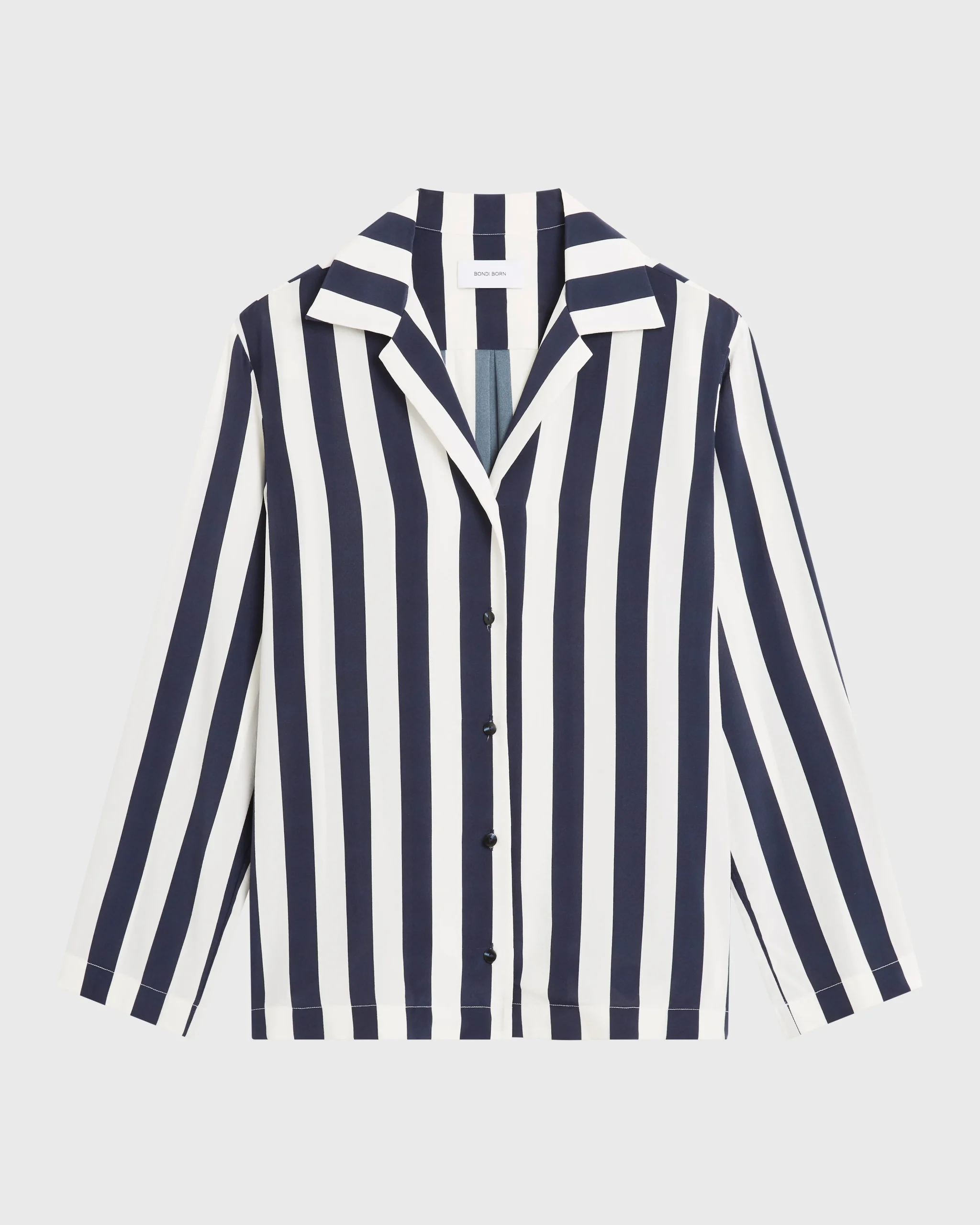 BONDI BORN Tops|Matching Separates*Orta Silk Long Sleeve Blouse - Navy Stripe