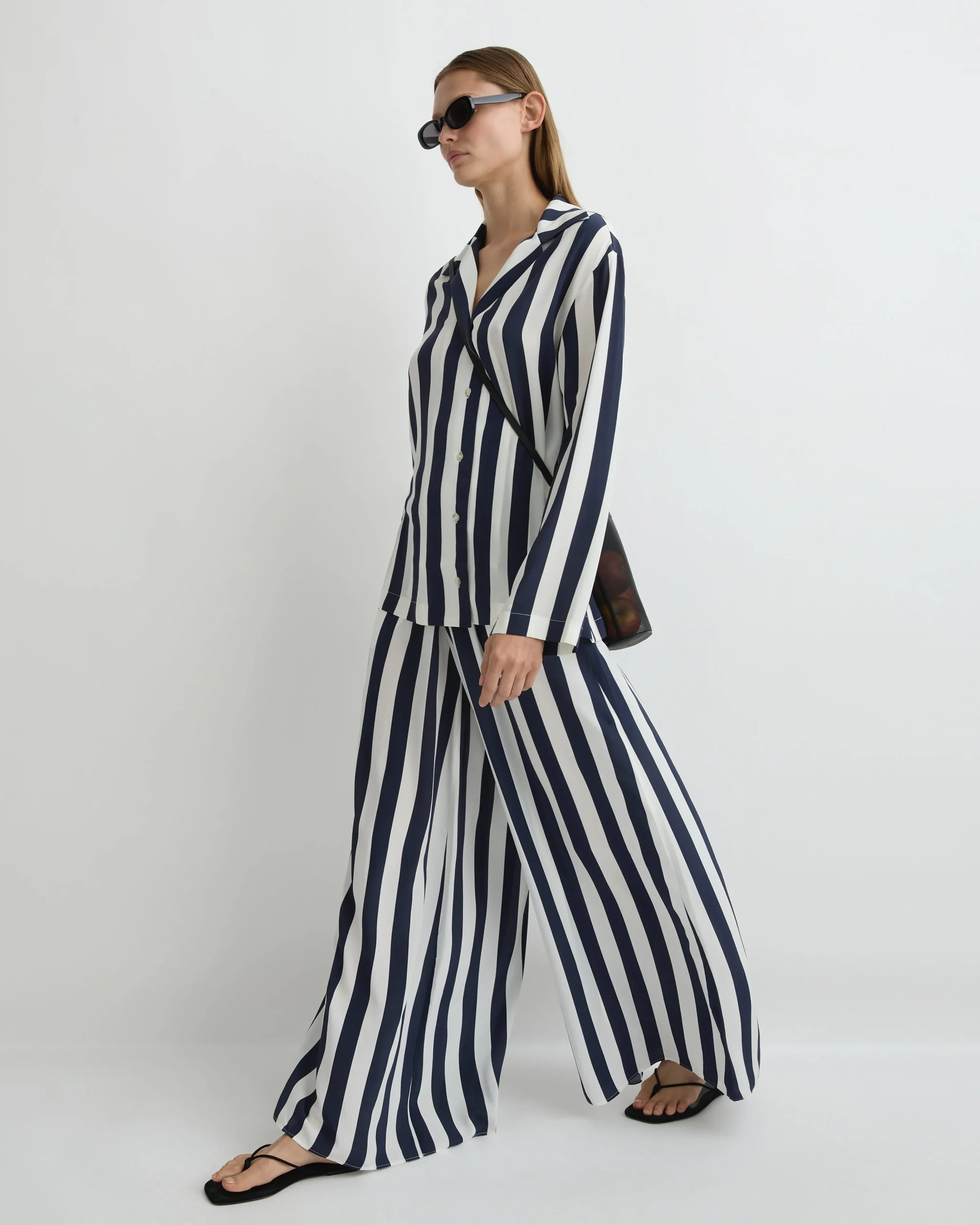 BONDI BORN Matching Separates|Pants & Shorts*Orta Silk Palazzo Pant - Navy Stripe