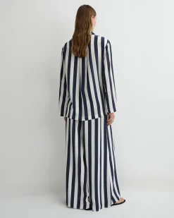 BONDI BORN Matching Separates|Pants & Shorts*Orta Silk Palazzo Pant - Navy Stripe