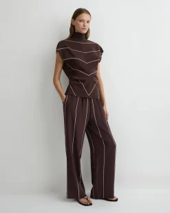 BONDI BORN Pants & Shorts|Matching Separates*Orta Silk Pant - Mocha Stripe