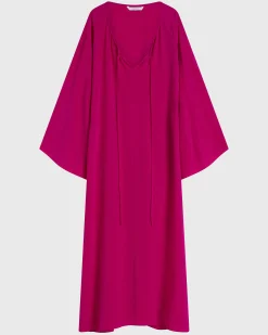 BONDI BORN Cover-ups|Maxi Dresses*Orta Silk Tie-Front Tunic - magenta