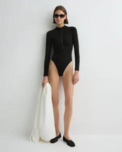 BONDI BORN One Pieces*Parker Long Sleeve One Piece - (Singuleur®) Black