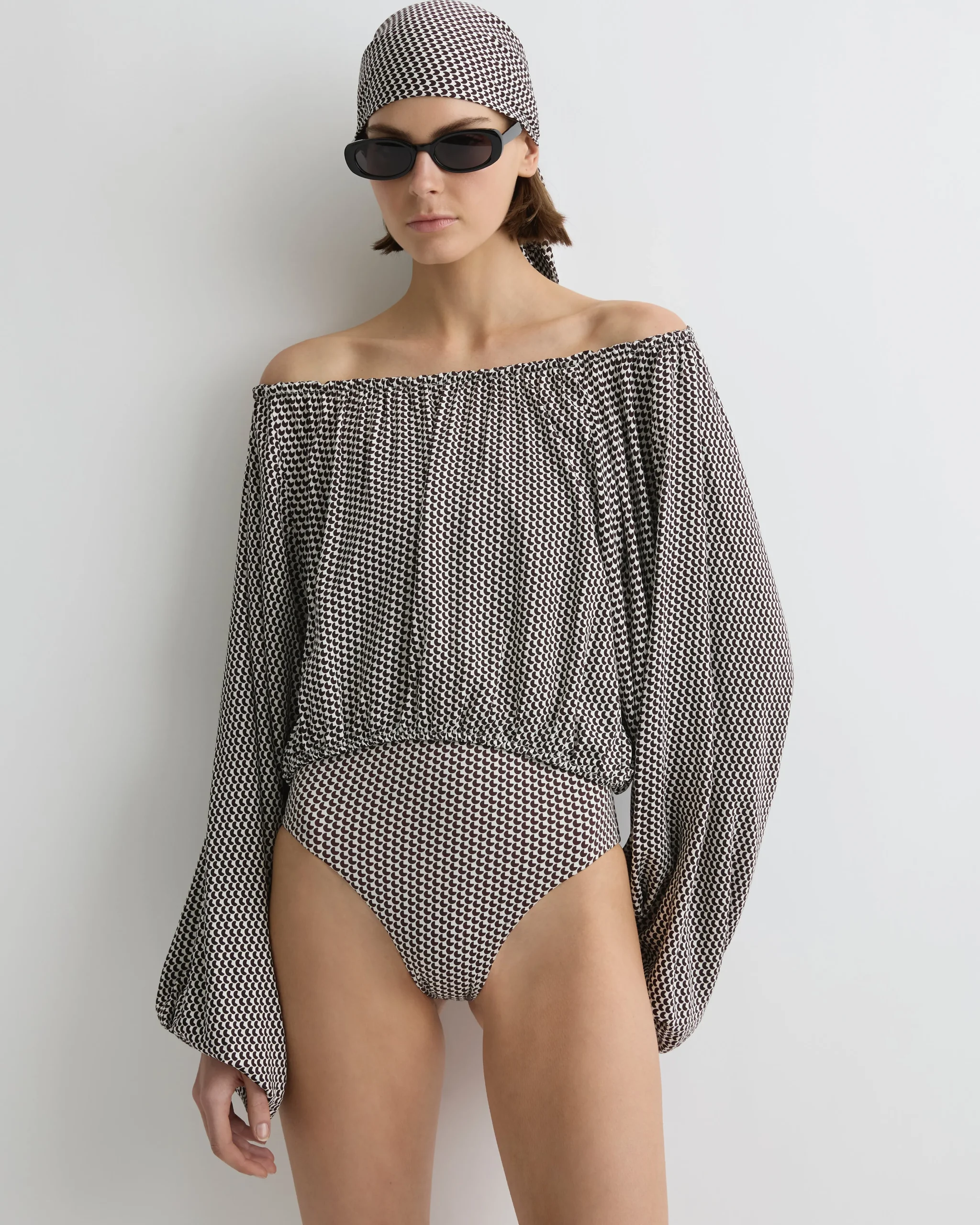 BONDI BORN Tops|Matching Separates*Salema Balloon Top - Mocha Dot mocha-dot